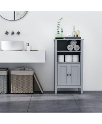 2 Tier Shelf Hidden Storage Bathroom Floor Cabinet