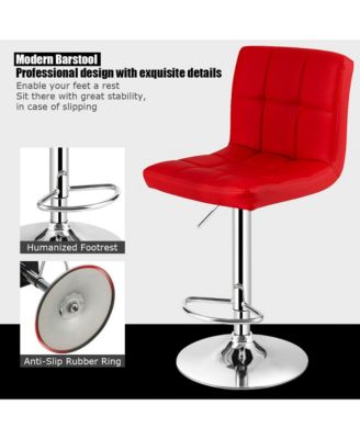Set of 4 PU Leather Bar Stool Swivel Bar Chair w/ Adjustable Height
