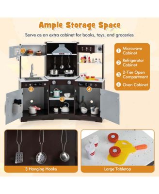 Pretend Play Kitchen for Kids Toddler Aged 3+ Wooden Toy Set with Range Hood