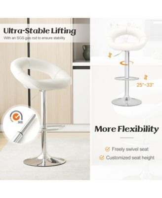 Set of 4 Adjustable Bar Stools Swivel Pub Chairs Barstools PU Leather