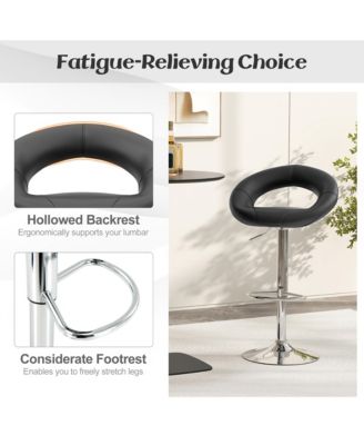 Set of 4 Adjustable Bar Stools Swivel Pub Chairs Barstools PU Leather