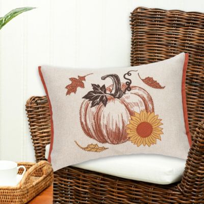 Harvest Time Pumpkin w/ Sunflower Mini Accent Pillow 13" x 18"