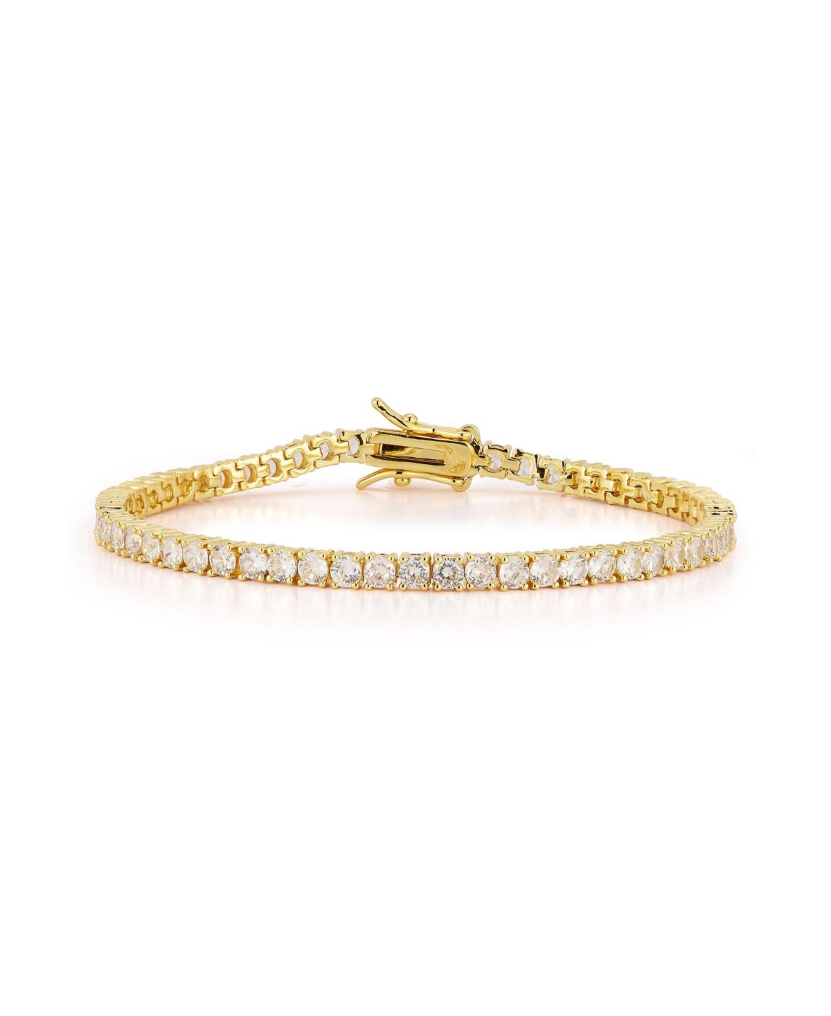 Gold Plated Round Crystal Tennis Bracelet - Gold