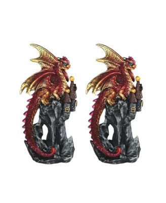 FC Design "2-PC Set" 4.75"H Red Volcano Dragon on Castle Figurine ...