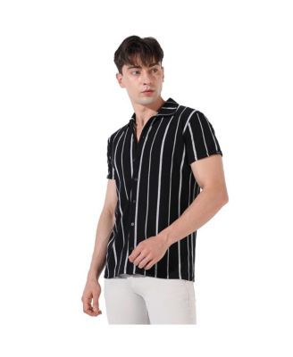 Men's Black & White Pencil Striped Shirt
