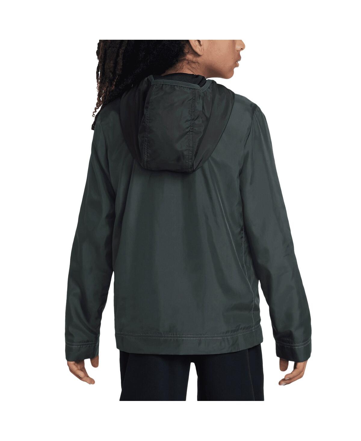 Nike Big Boys And Girls Black Liverpool Amplify Windrunner Anorak Half-zip Hoodie Jacket In Black