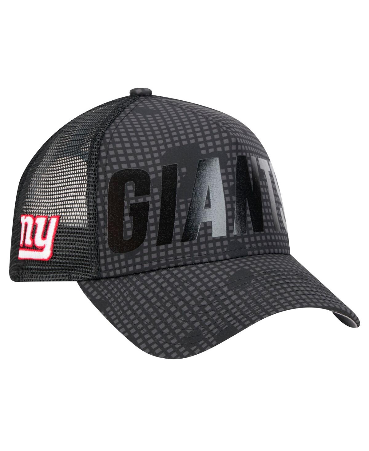 New Era Men's Black New York Giants Midnight Ink Tonal Text A-frame Trucker 9forty Adjustable Hat In Black