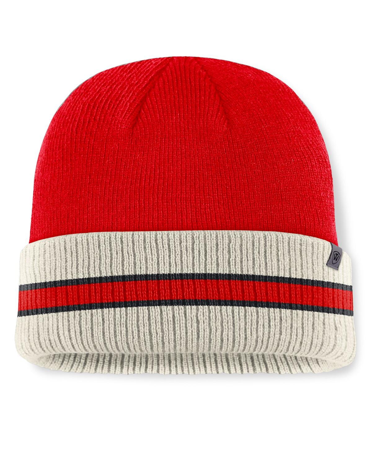 Top Of The World Men's Red/cream Cincinnati Bearcats Silas Cuffed Knit Hat In Red,cream