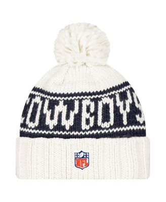 Women's White Dallas Cowboys 2024 Sideline Cuffed Knit Hat with Pom