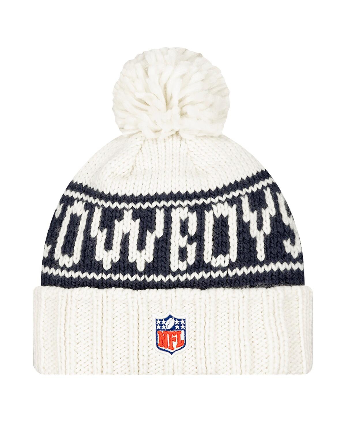 New Era Women's White Dallas Cowboys 2024 Sideline Cuffed Knit Hat With Pom In White