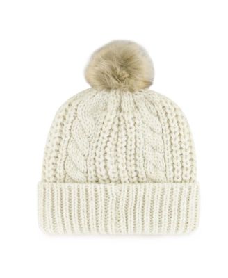 Women's Cream Cleveland Browns Meeko Cuffed Knit Hat with Pom