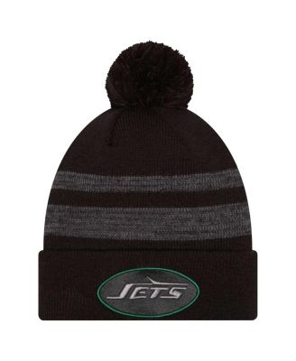New Era - Men's Black New York Jets Dispatch Cuffed Knit Hat with Pom