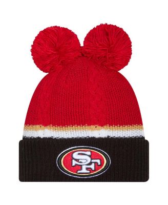 New Era - Women's Scarlet San Francisco 49ers Double Bubble Cuffed Knit Hat with Poms