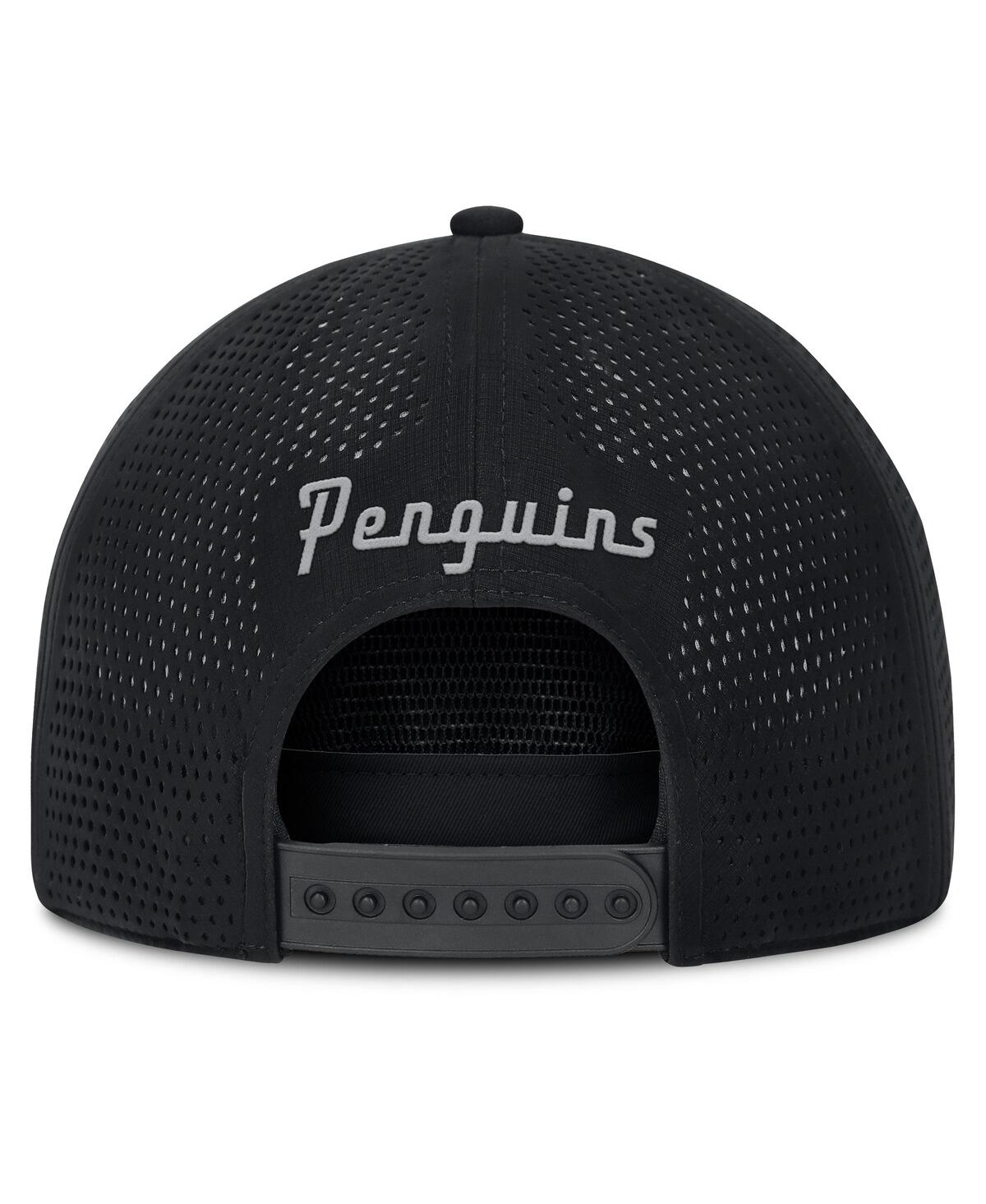 FANATICS MEN'S BLACK PITTSBURGH PENGUINS FRONT OFFICE PERFORMANCE A-FRAME ADJUSTABLE HAT