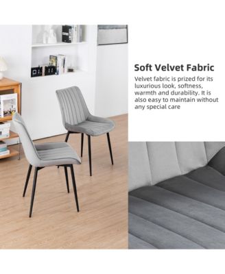   Set of 6 Tufted Velvet Upholstery, Metal Frame   Mid-Century Style, Upholstered Seat  Dining Side Chairs