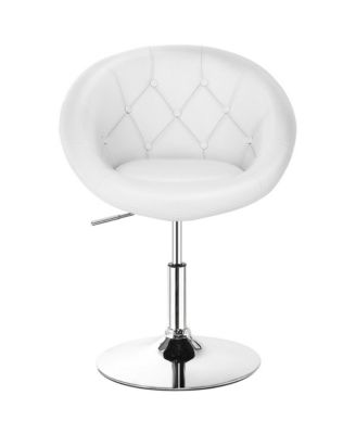 Set of 2 Swivel Bar Stools Height Adjustable Round Tufted Back Bar Chairs