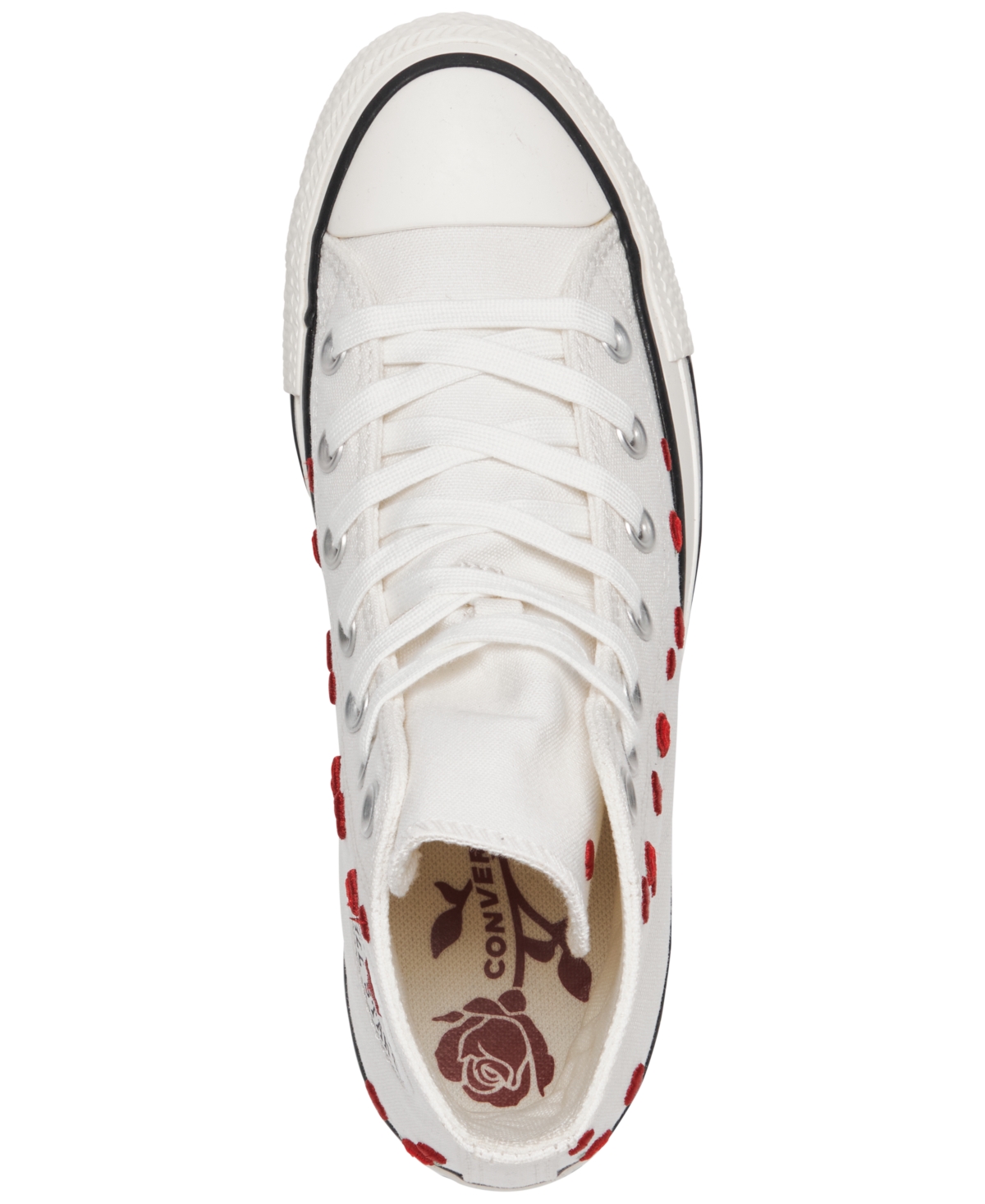 Converse Women's Chuck Taylor All Star Love Me High Top Casual Sneakers From Finish Line In Vintage White,red