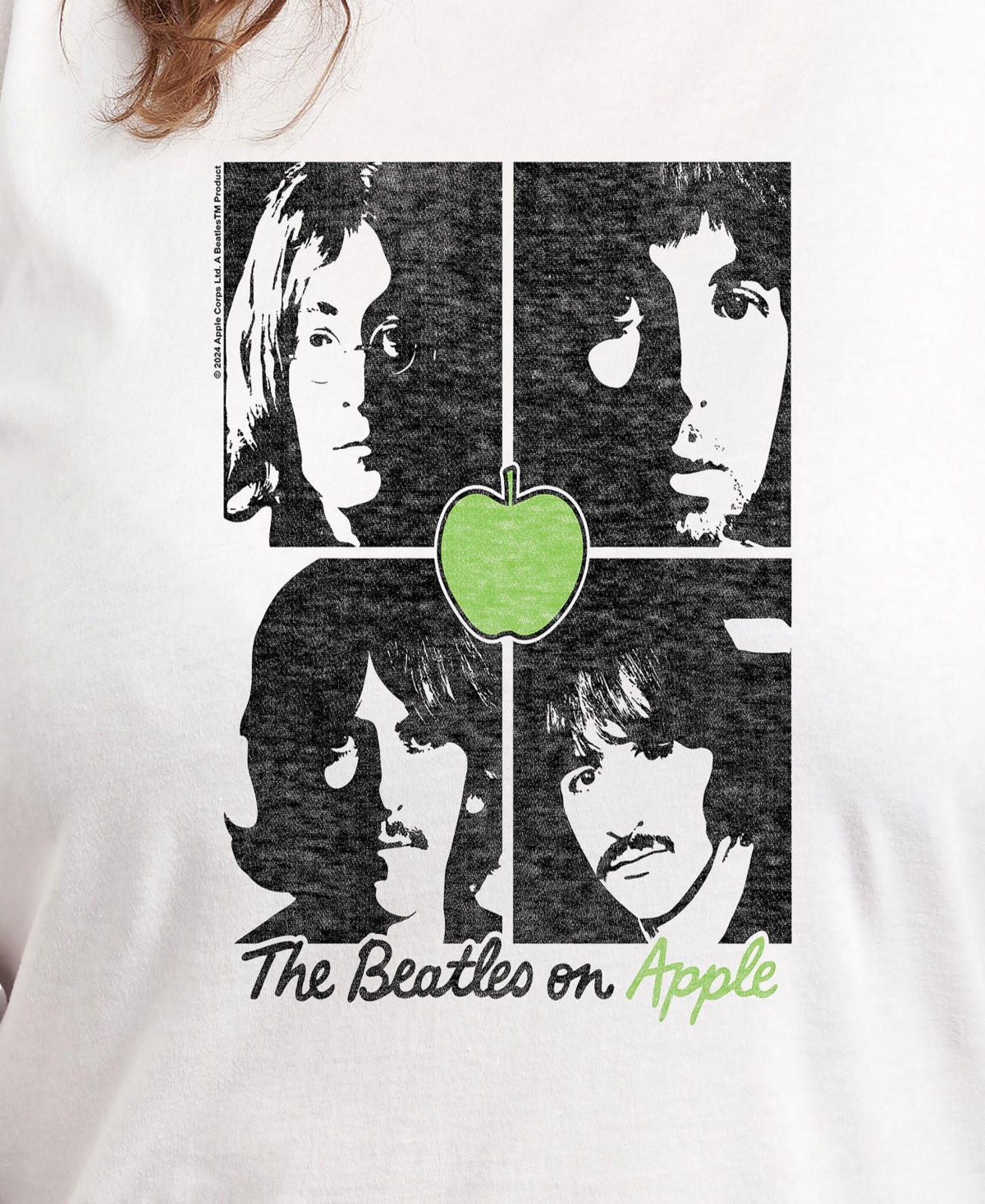 Hybrid Apparel Plus Size The Beatles Apple Graphic Pullover T-shirt In White