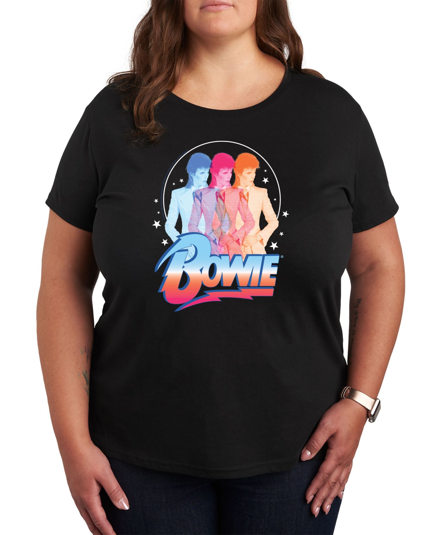 Plus Size David Bowie Graphic Pullover T-shirt