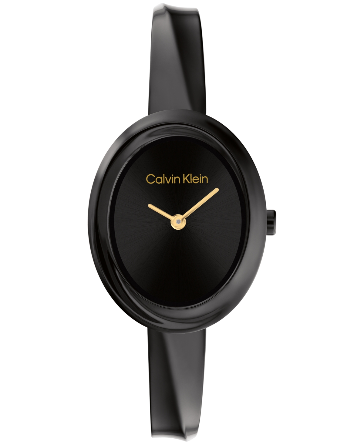 Women's Twisted Bezel Black Ionic Plated Stainless Steel Bangle Bracelet Watch, 24mm - Black