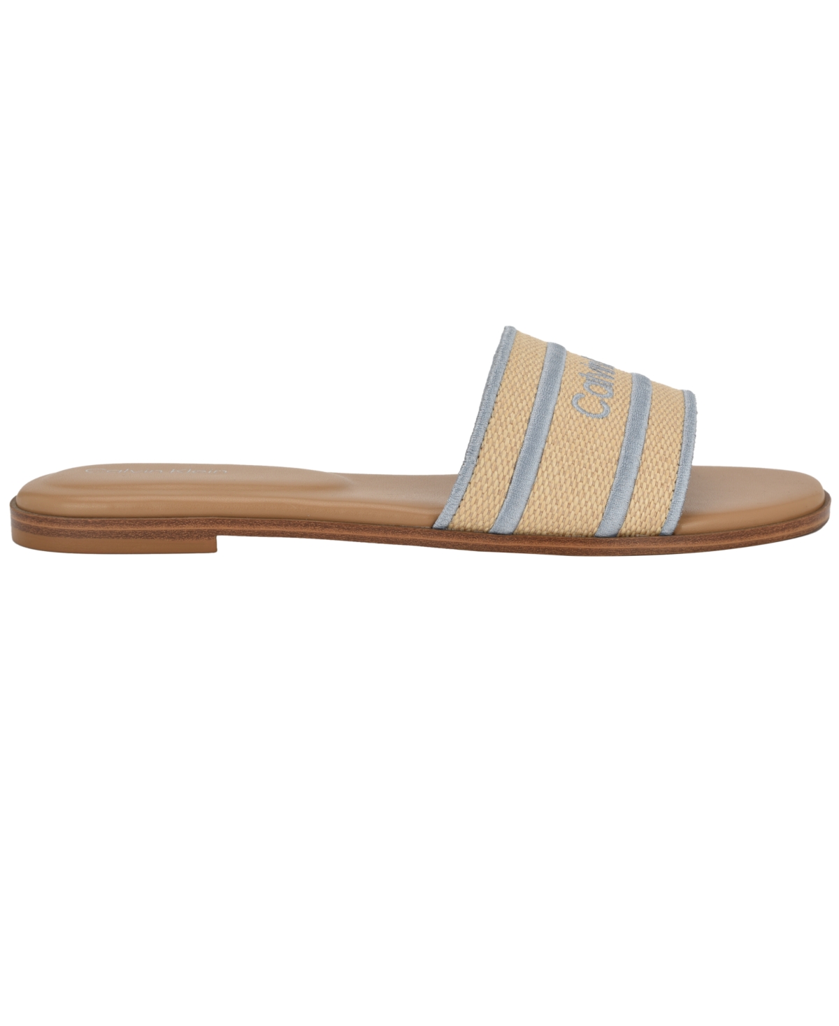 Calvin Klein Women's Kendell Slip-on Flat Casual Sandals In Natural,light Blue