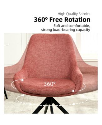 Swivel Dining Chairs Set of 2, Mid Century Modern Dining Room Chairs with Metal Frame, Linen Upholstered Back Side Chair