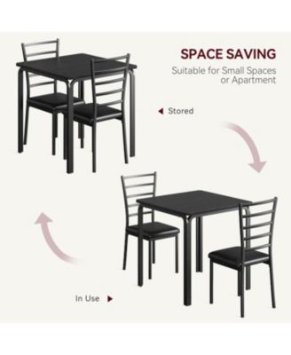 3 Piece Dining Table Set for 2 Metal Frame Wood Kitchen Table and 2 Chairs Small Dining Furniture Set for Small Space Apartment Dining Room