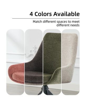 Linen Upholstered Swivel Side Chair, Mid Century Modern Dining Chairs with Metal Frame, Set of 1