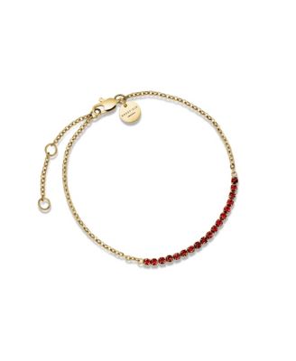 Rosefield Tennis Bracelet In 14K Yellow Gold Plated Stainless Steel - Red
