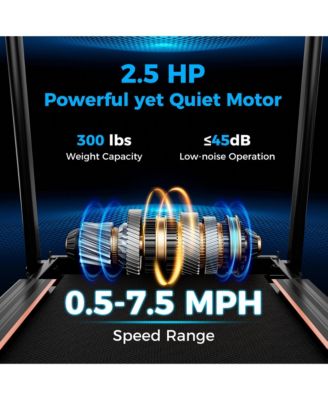 2.5 HP Walking Treadmill with Long Handrails for Seniors Pulse Sensors LED Display