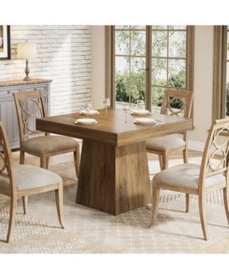 Square Dining Table for 4, 31.5-Inch Kitchen Table Small Dinner Table with Sturdy Pedestal Base, Farmhouse Dining Room Table