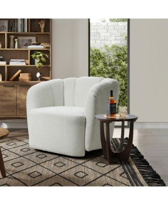 16.9" Round Dark Pine Wood Side Table with Petal Design – End Table