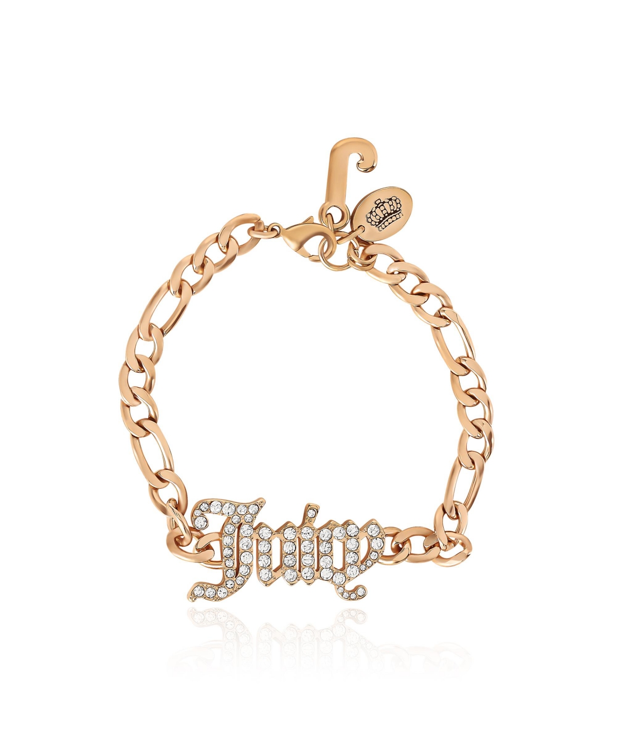 Crystal Script Logo Chain Bracelet - Gold plaque