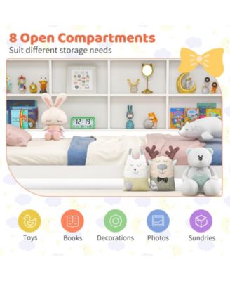 Twin Size Kids Montessori Daybed with Roof Design and Built-in Shelf Compartments