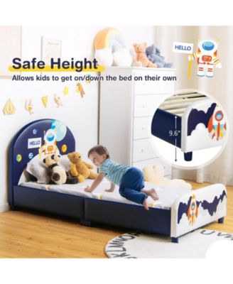 Kids Upholstered Platform Bed with Headboard and Footboard Design