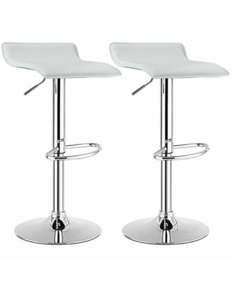 Set of 4 Swivel Bar Stool PU Leather Adjustable Kitchen Counter Bar Chair White