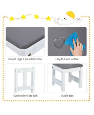 4 Pieces Kids Wooden Activity Table and Chairs Set with Storage Bench and Study Desk