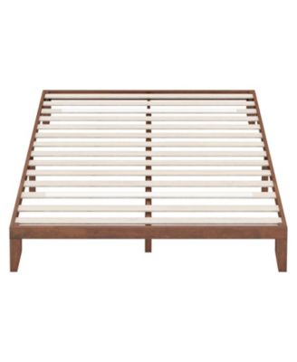 14-Inch King Size Rubber Wood Platform Bed Frame with Wooden Slat Support