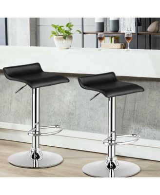 Set of 4 Swivel Bar Stool PU Leather Adjustable Kitchen Counter Bar Chairs Black