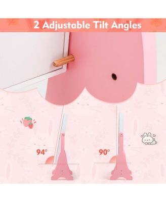 Kids Vanity Set Princess Makeup Dressing Table and Chair Set with Jewelry Armoire