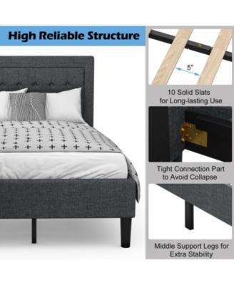 Twin Size Upholstered Bed Frame with Button Tufted Headboard