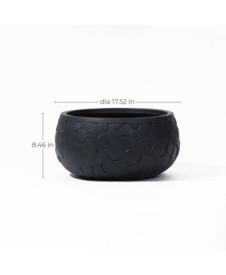 Black Beehive Pattern 17.5-Inch Round Planter