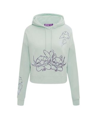 Women's Green Lilo and Stitch Lovers Cropped Pullover Hoodie