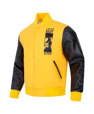 Men's Yellow Batman Comics I Am The Night Full-Zip Varsity Jacket