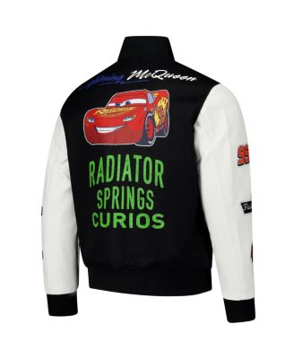 Men's Black/White Cars Radiator Full-Zip Varsity Jacket