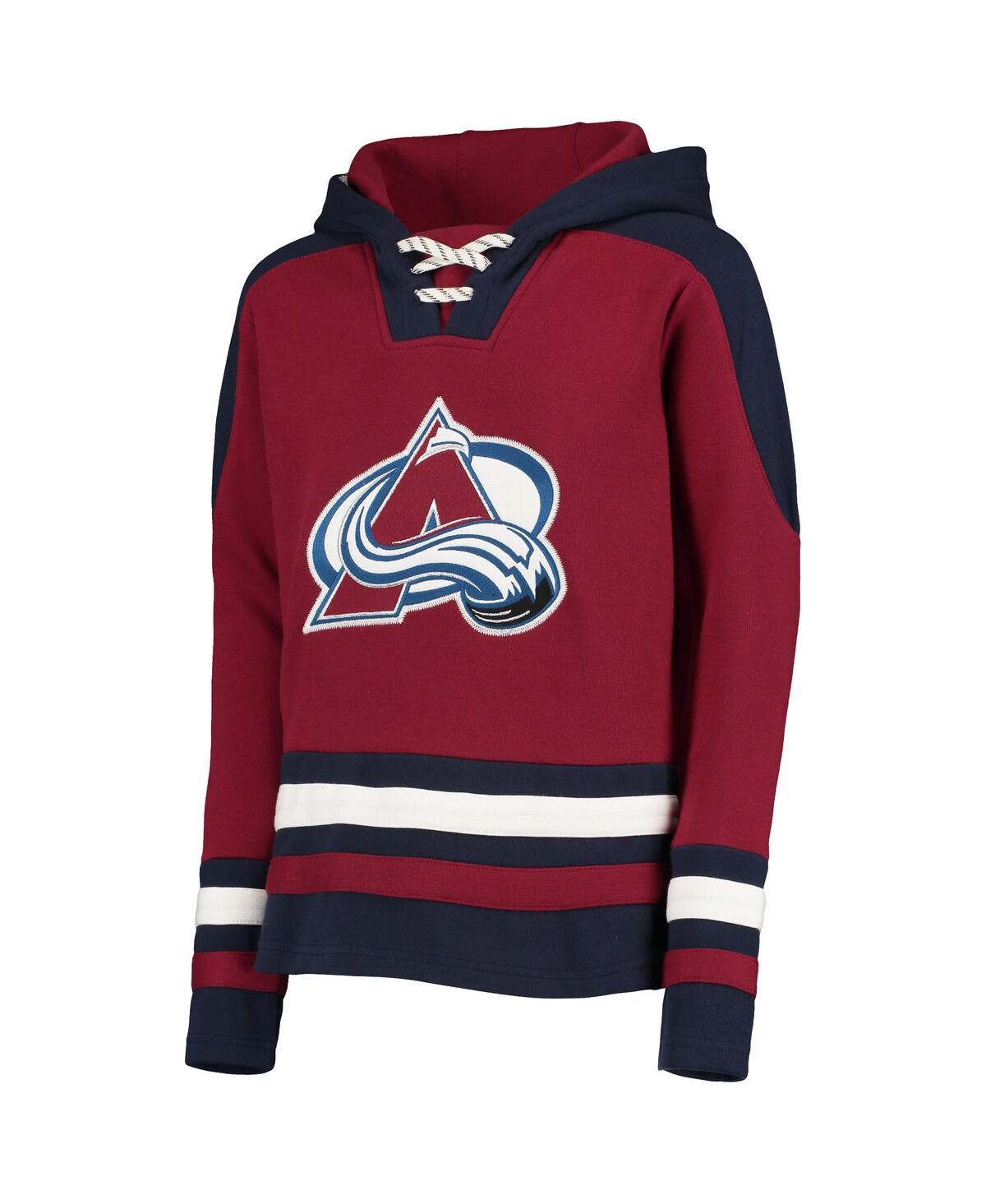 Outerstuff Big Boys And Girls Nathan Mackinnon Burgundy Colorado Avalanche Must-have V-neck Name Number Pullove In Burgundy