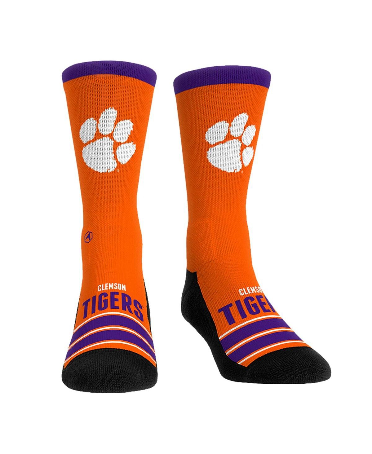 Men's and Women's Clemson Tigers Gametime Stripe Crew Socks - Orange