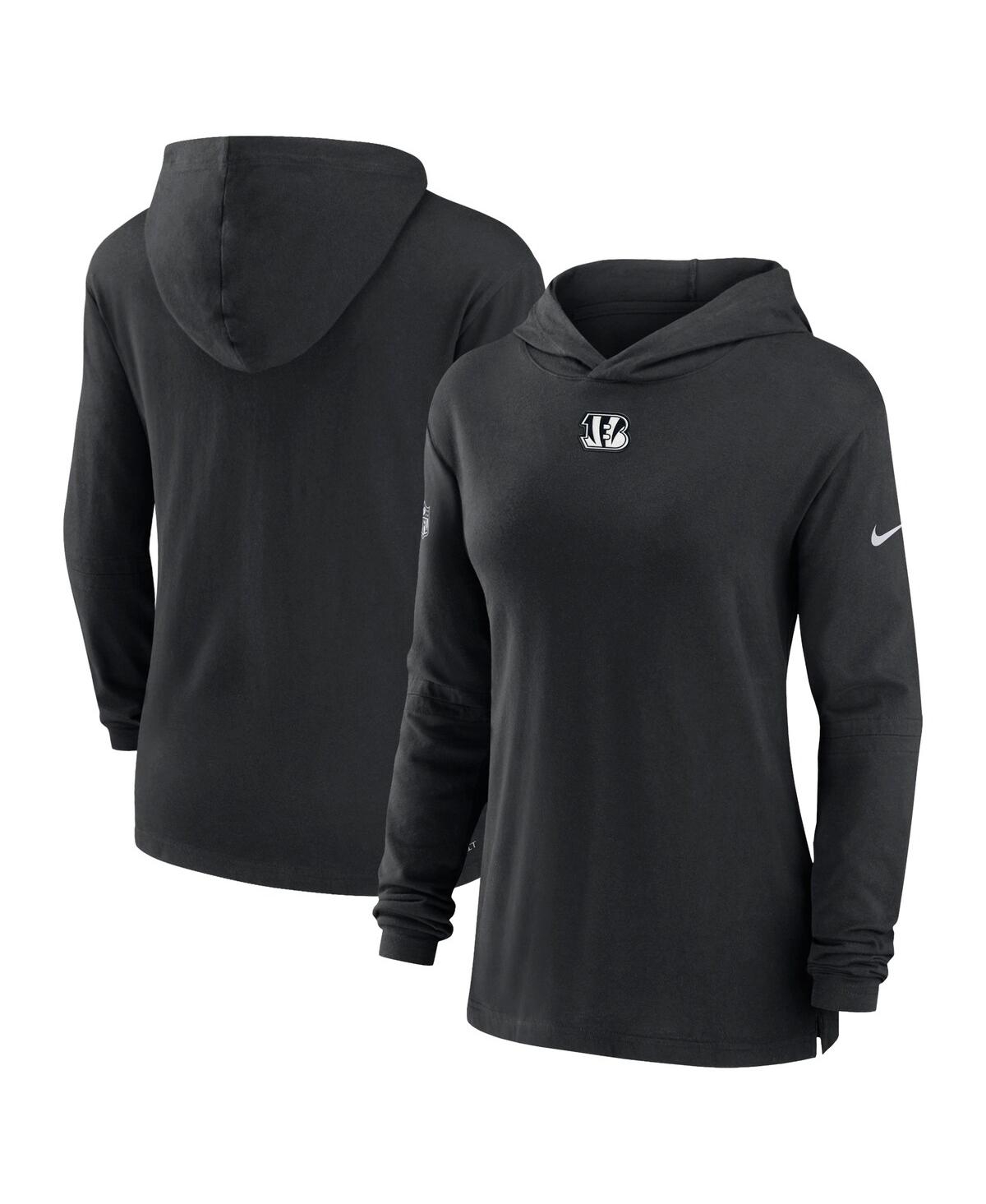 Nike Black Cincinnati Bengals Sideline Performance Long Sleeve Hoodie T-shirt In Black