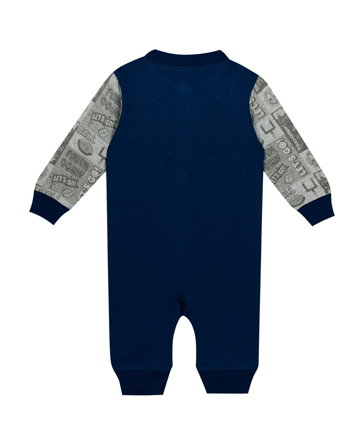Outerstuff Big Boys And Girls Navy Michigan Wolverines Playbook Colorblock Long Sleeve Coveralls In Navy