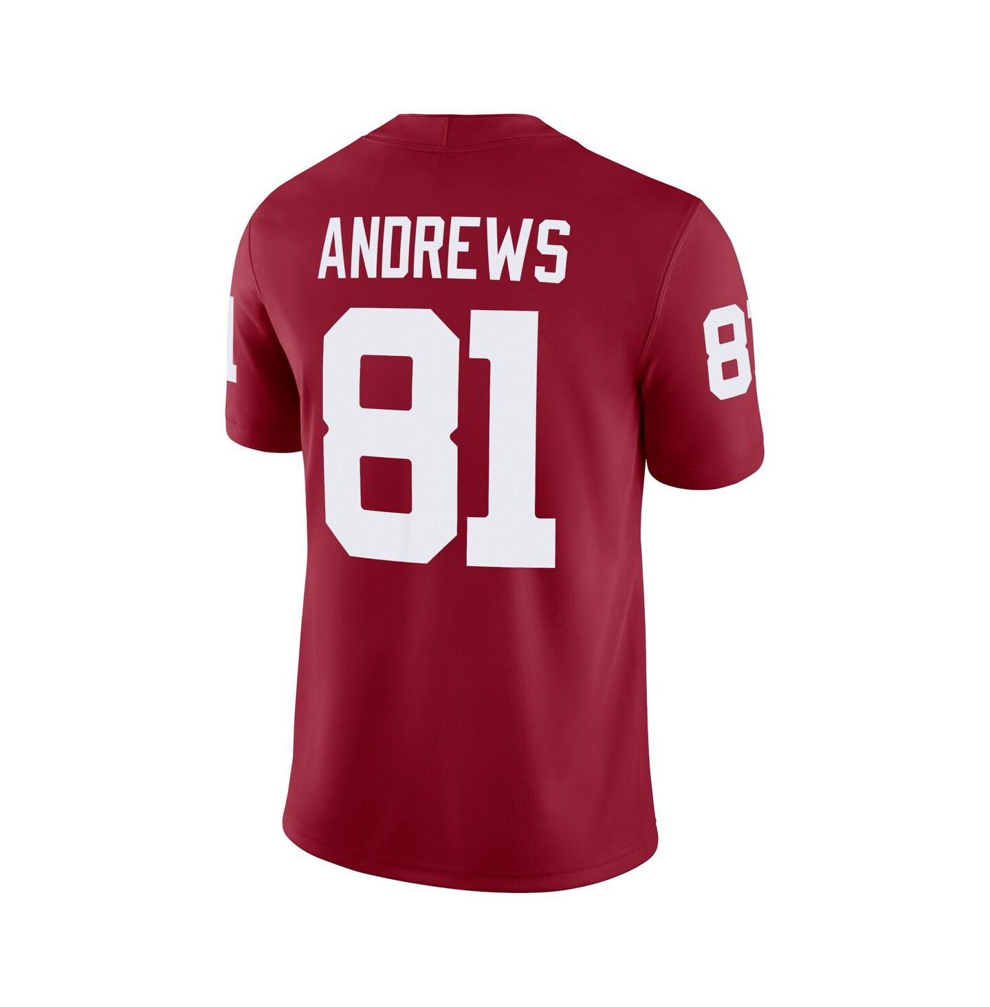 Мужской топ Jordan Mark Andrews Crimson Oklahoma Sooners Alumni Player Game Jersey — фото 2